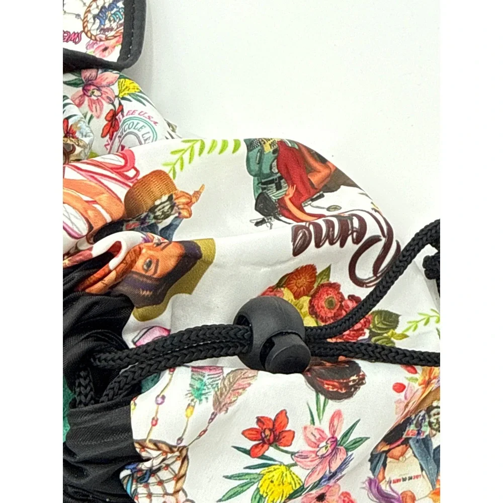 Nicole Lee USA Travel Cosmetic Bag Drawstring Pouch Rome Graphic Print Multi